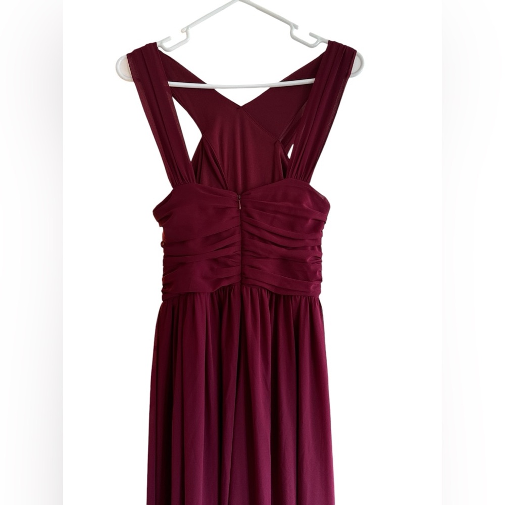 LULUS BURGUNDY HALTER MAXI DRESS